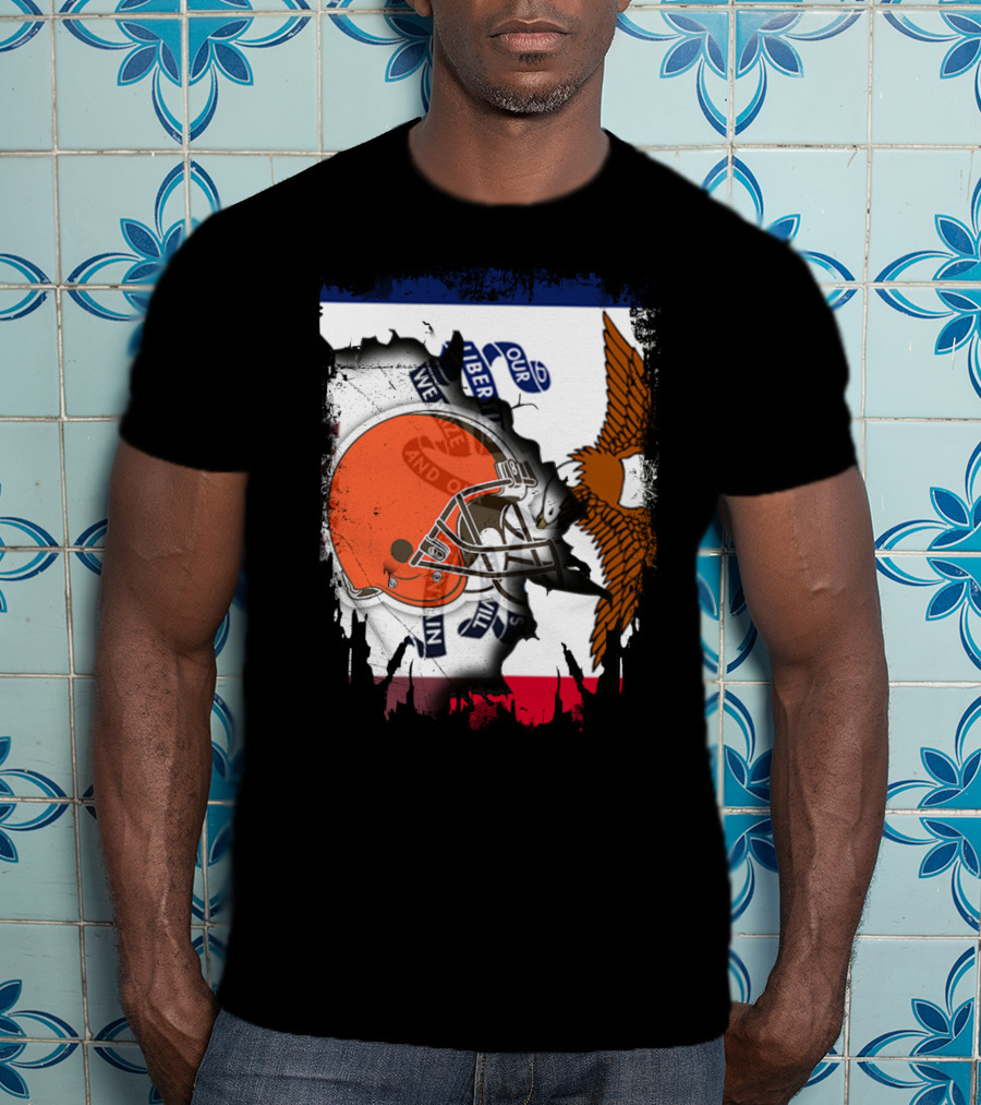 Together Iowa With Browns Helmet And Eagle Flag Elements T-Shirt