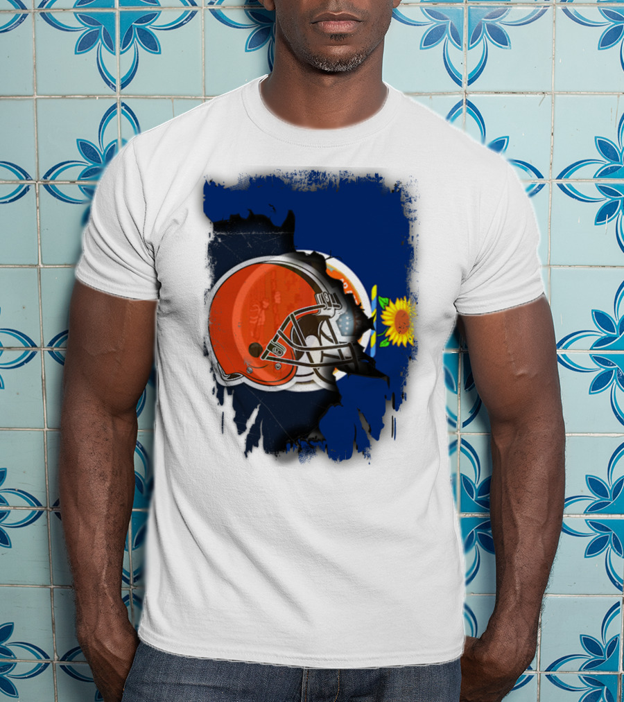 Kansas And Browns Helmet With Sunflower T-Shirt