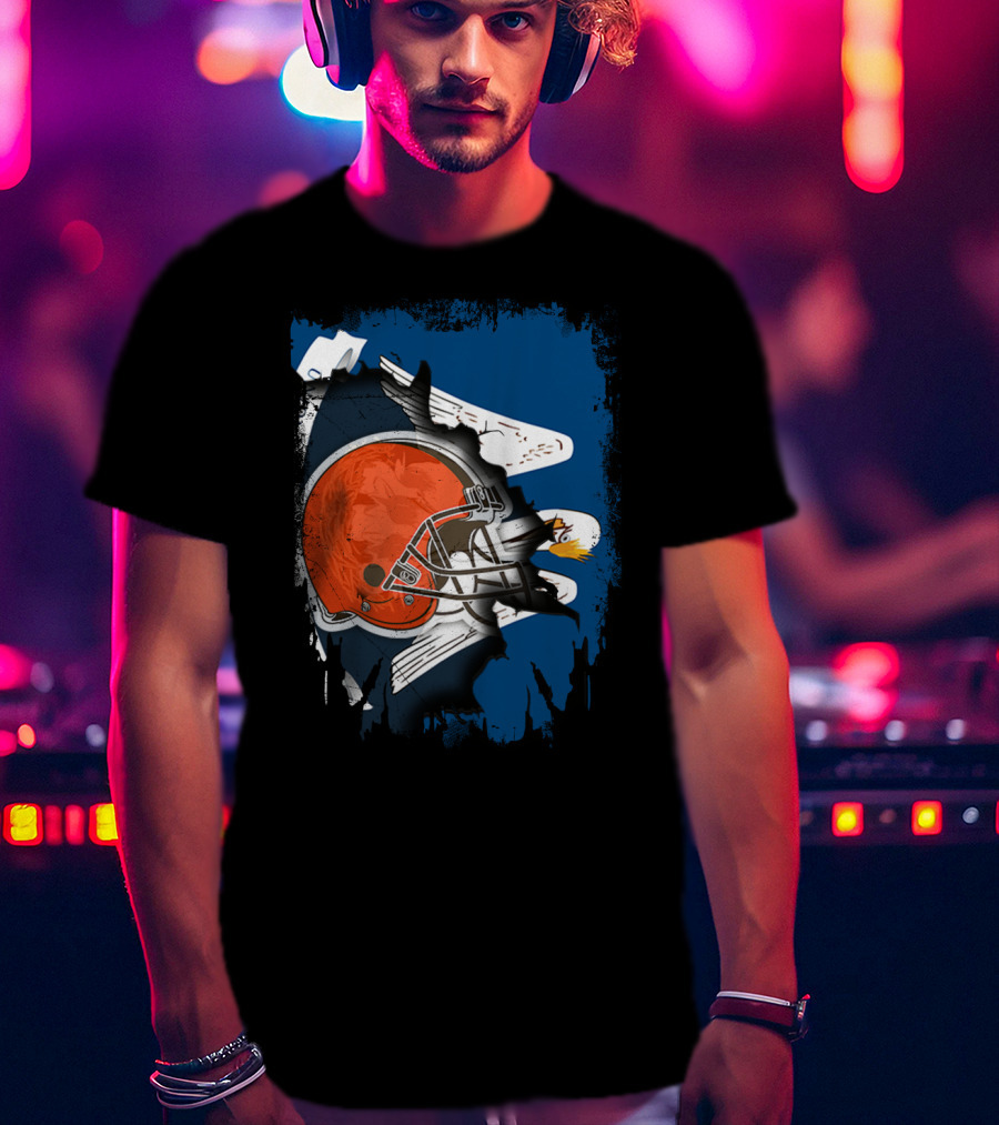 Cleveland Browns Helmet With Louisiana Eagle Motif T-Shirt