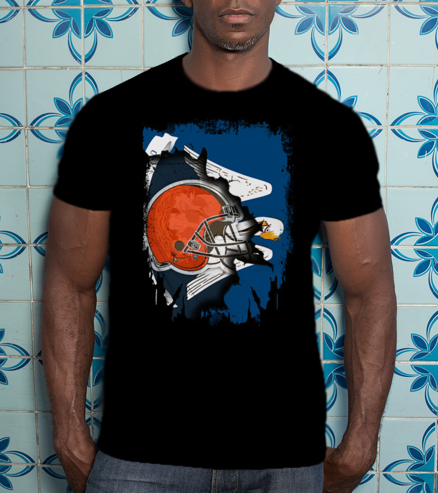Cleveland Browns Helmet With Louisiana Eagle Motif T-Shirt