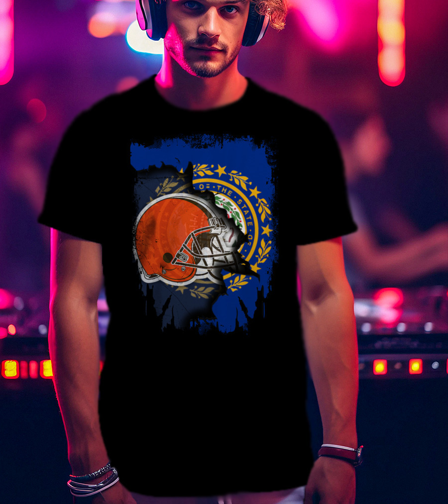 Together New Hampshire With Browns Helmet And State Seal Integration T-Shirt