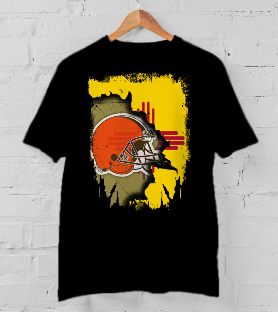 New Mexico Cleveland Browns Zia Helmet Connection T-Shirt