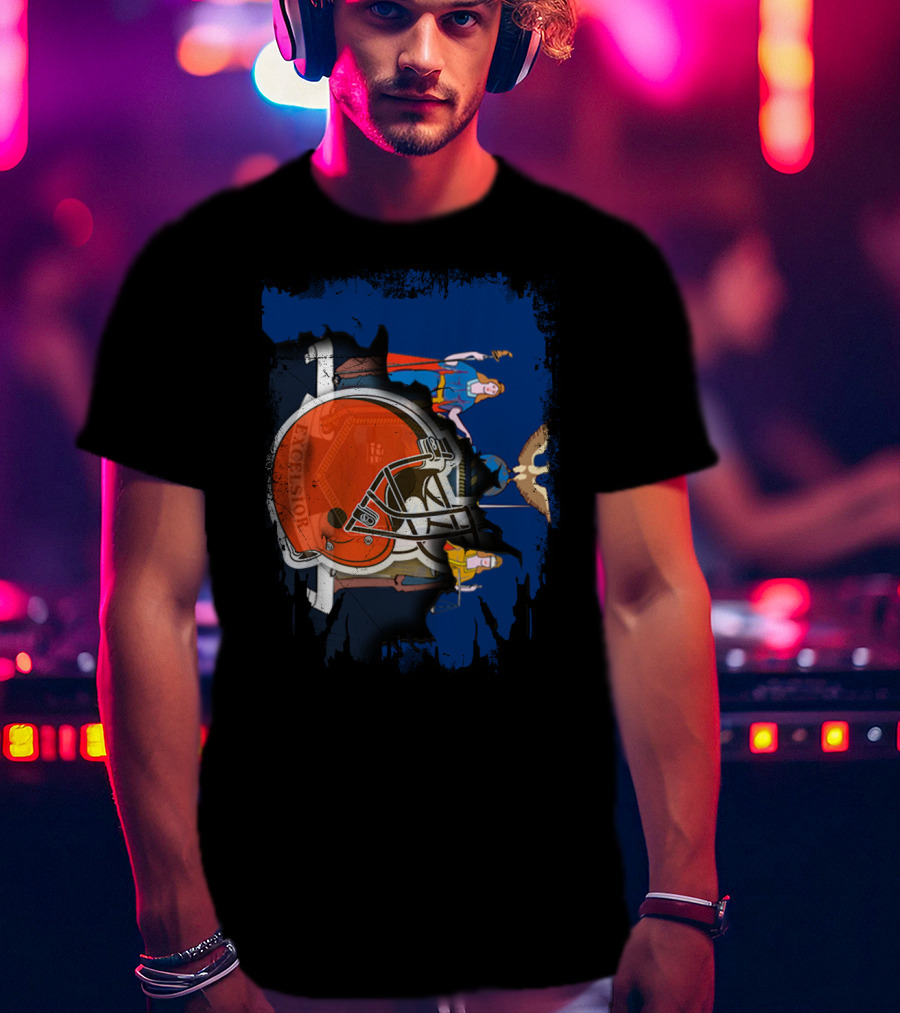 Together New York Excelsior Browns Football Helmet Flag T-Shirt