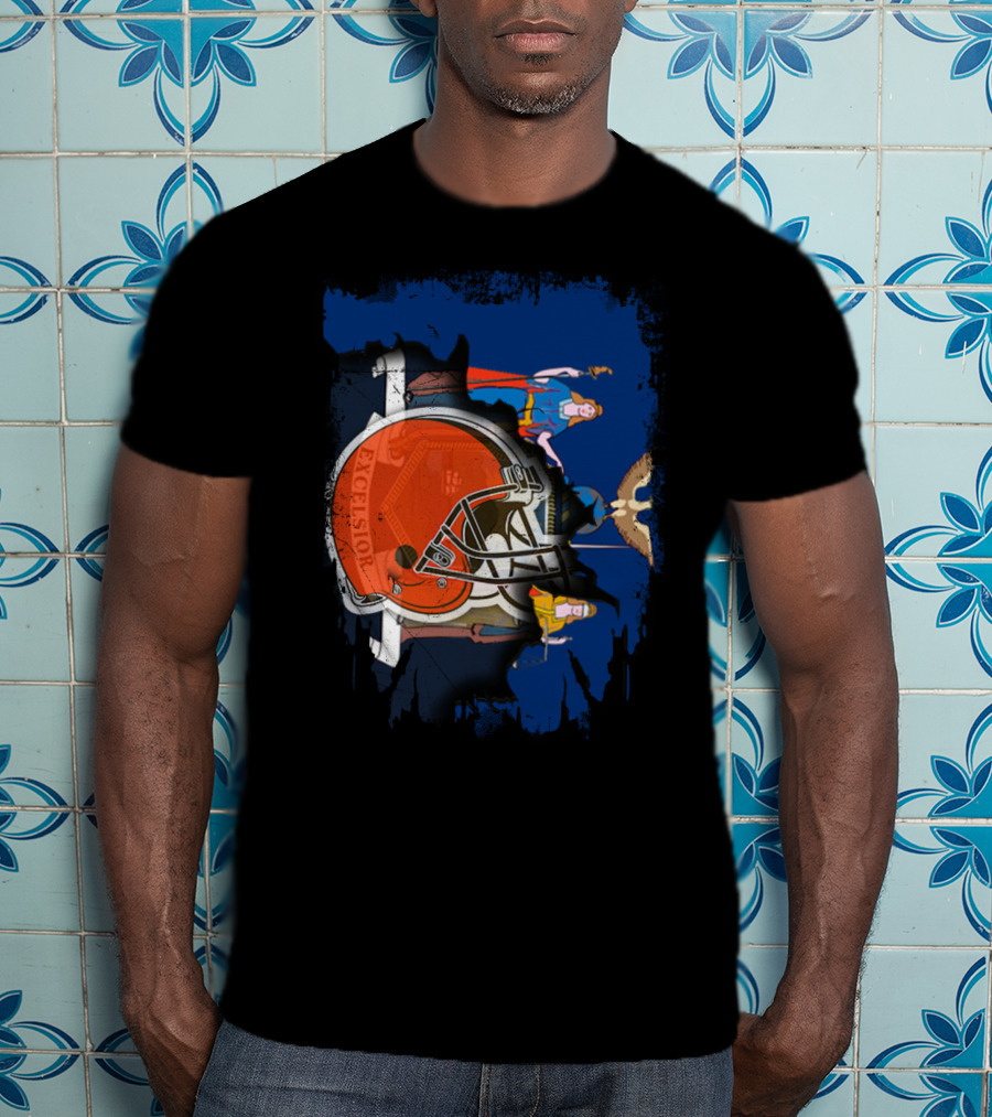 Together New York Excelsior Browns Football Helmet Flag T-Shirt
