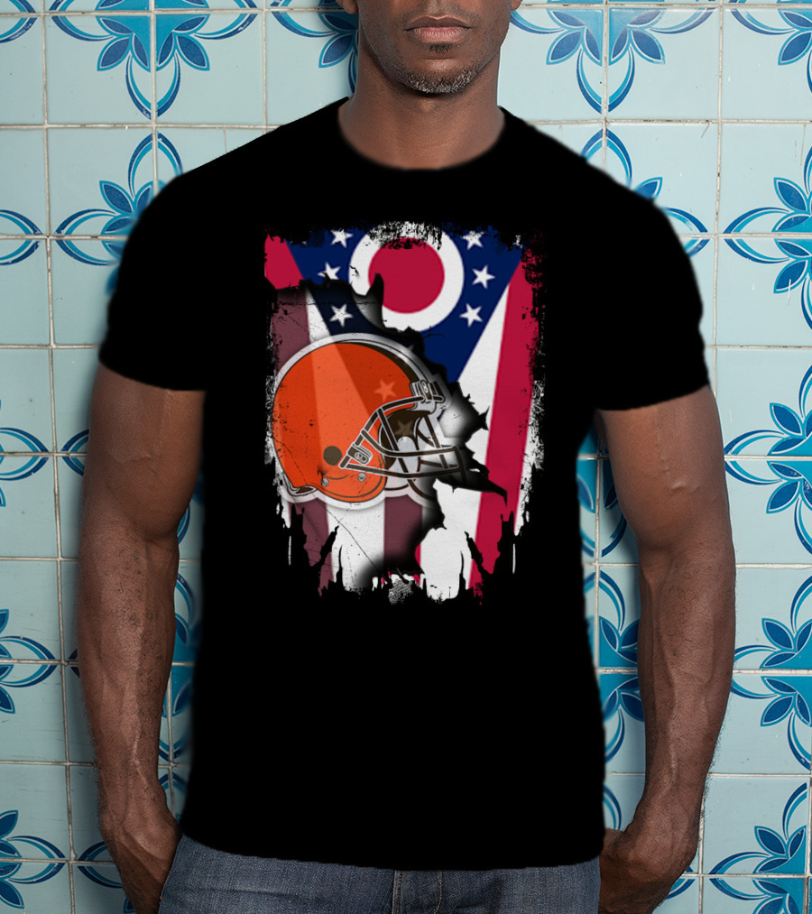 Together Ohio Browns Football Helmet Flag Emblem T-Shirt