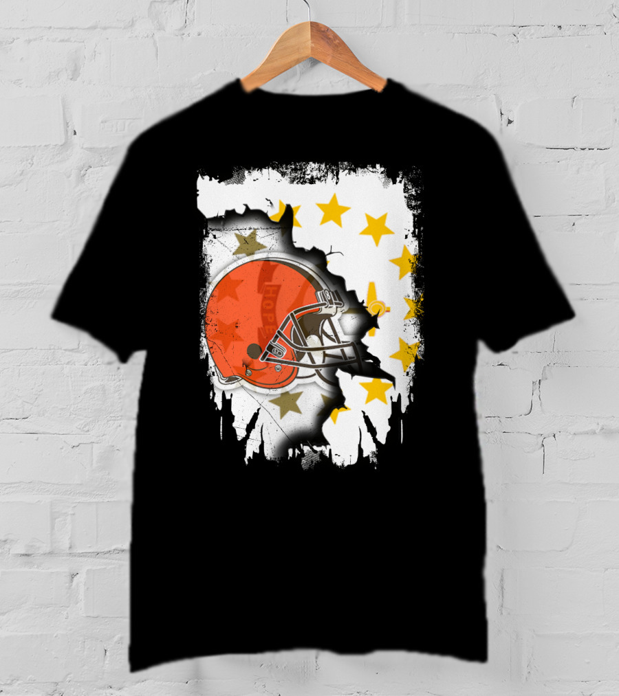 Together Rhode Island Browns Helmet With Stars And Grunge Elements T-Shirt