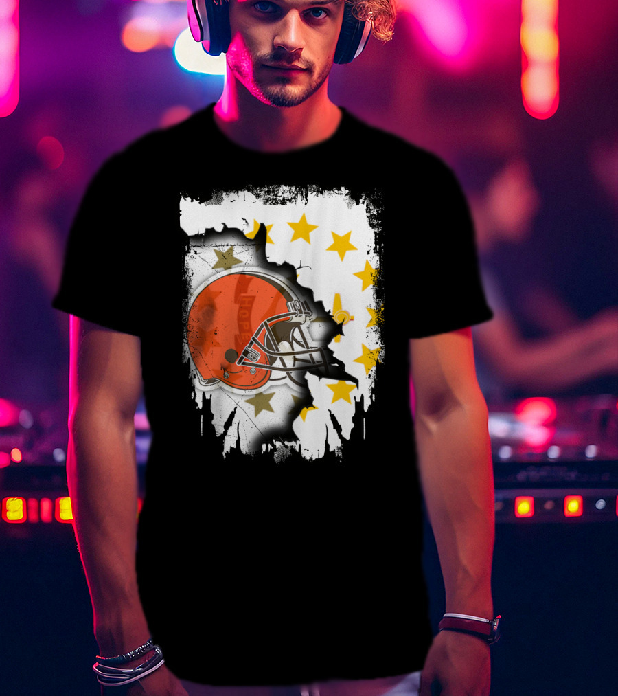 Together Rhode Island Browns Helmet With Stars And Grunge Elements T-Shirt
