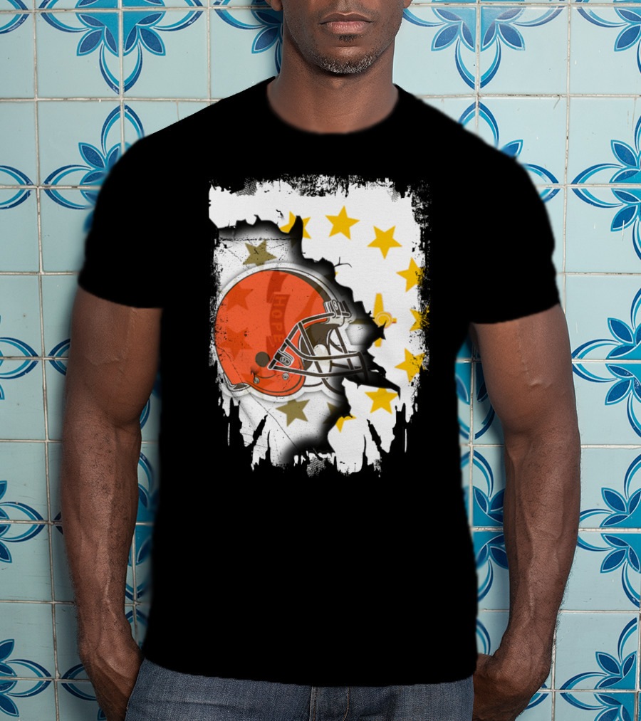 Together Rhode Island Browns Helmet With Stars And Grunge Elements T-Shirt