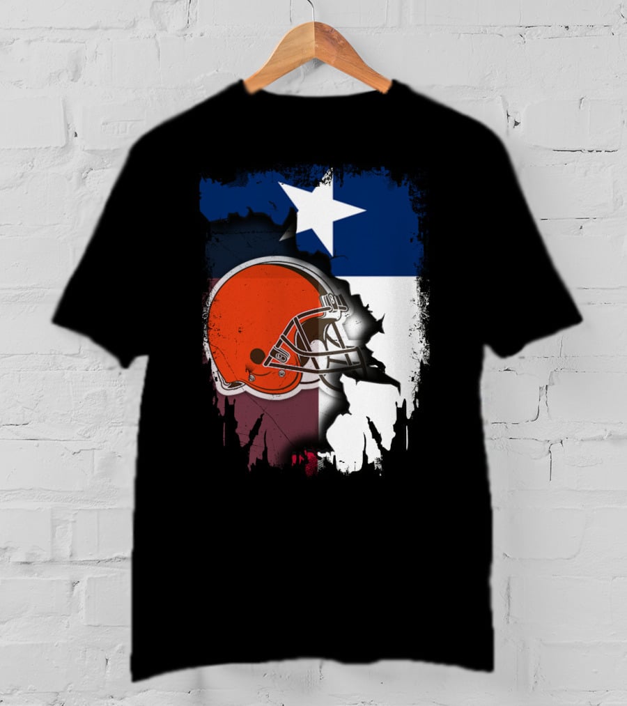 Together Texas Browns Helmet Star Flag T-Shirt