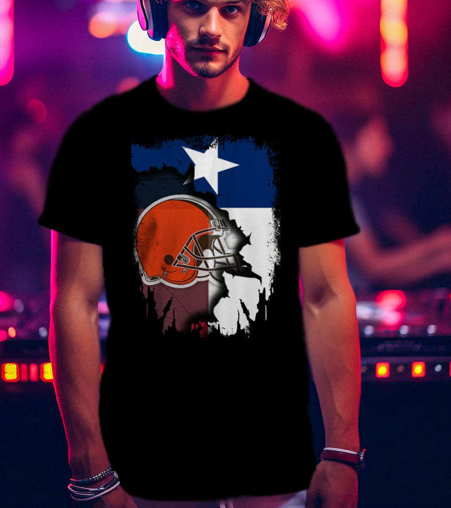 Together Texas Browns Helmet Star Flag T-Shirt