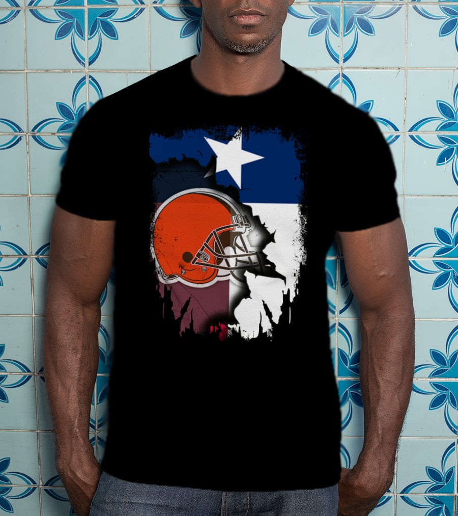Together Texas Browns Helmet Star Flag T-Shirt