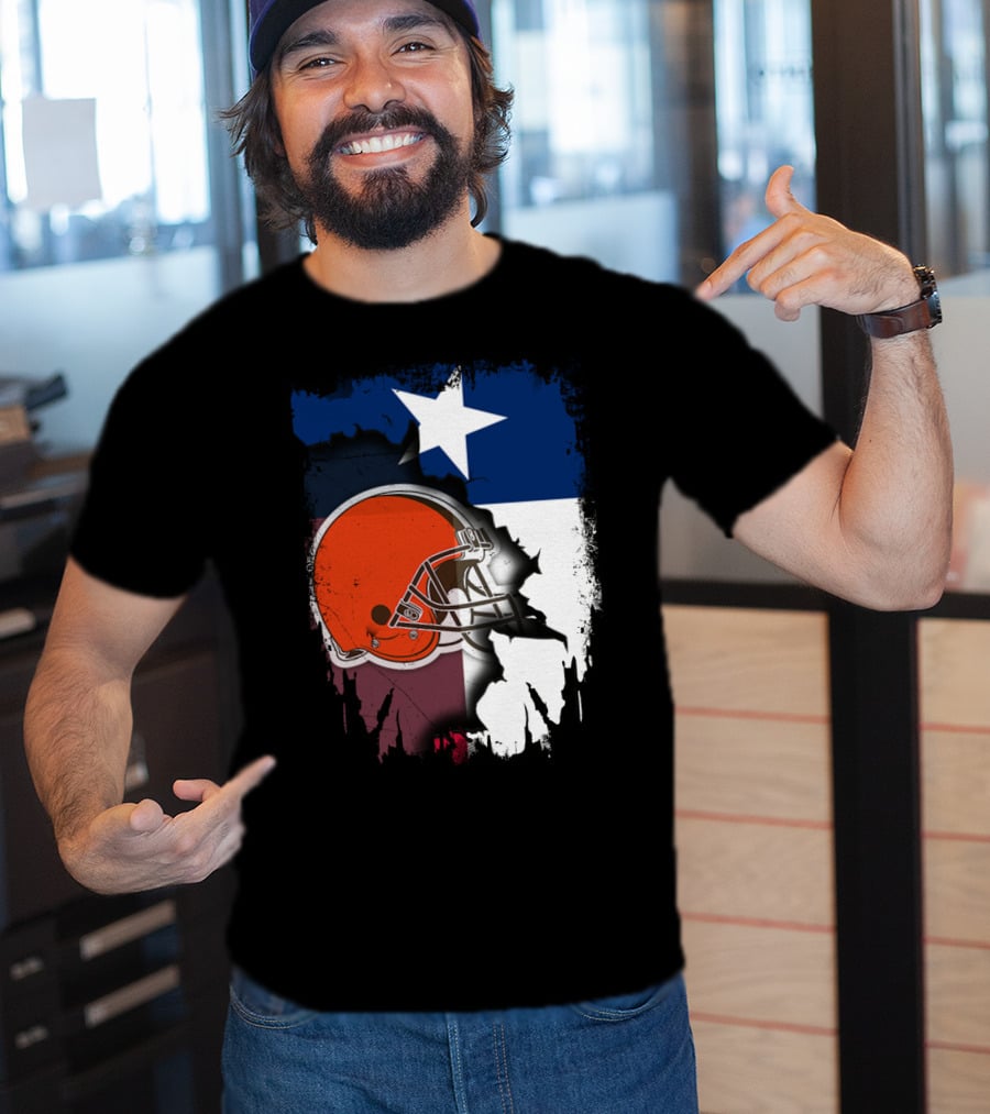Together Texas Browns Helmet Star Flag T-Shirt