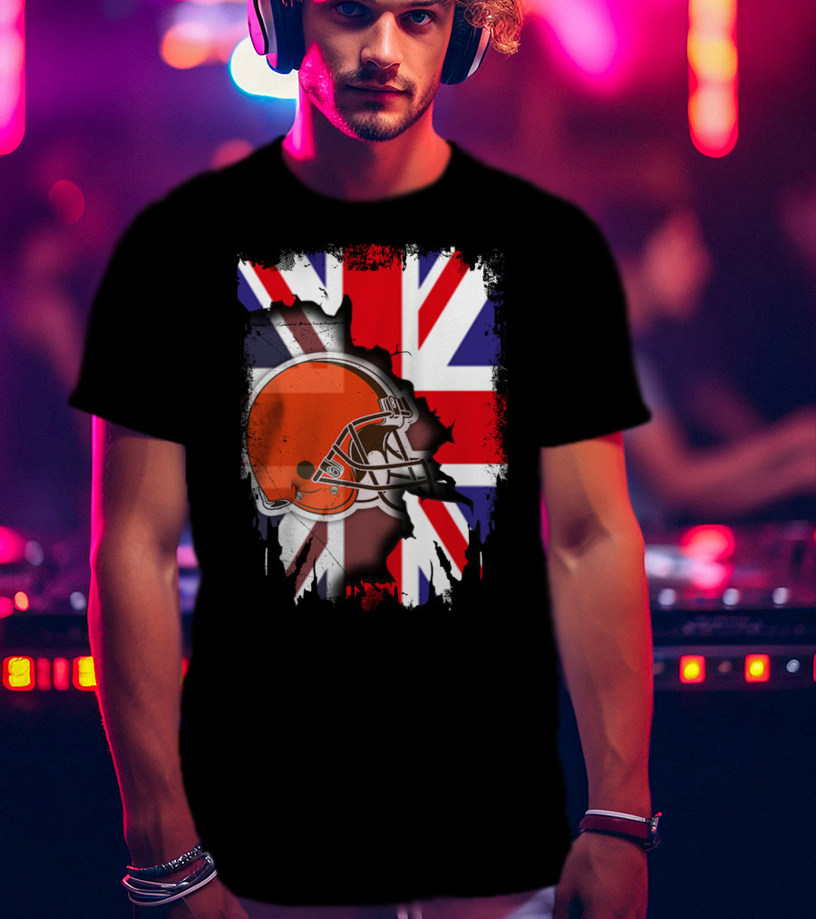 Together United Kingdom Cleveland Browns Helmet Union Jack T-Shirt