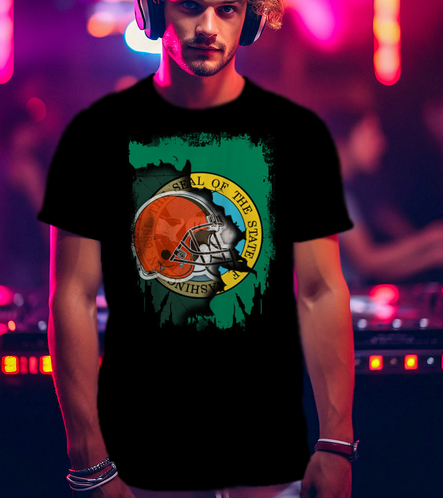 Together Washington State Seal Browns Helmet T-Shirt