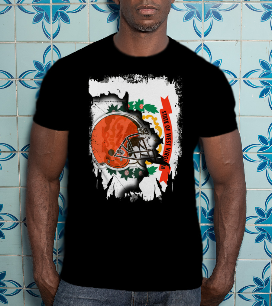 State Of West Virginia Cleveland Browns Helmet T-Shirt