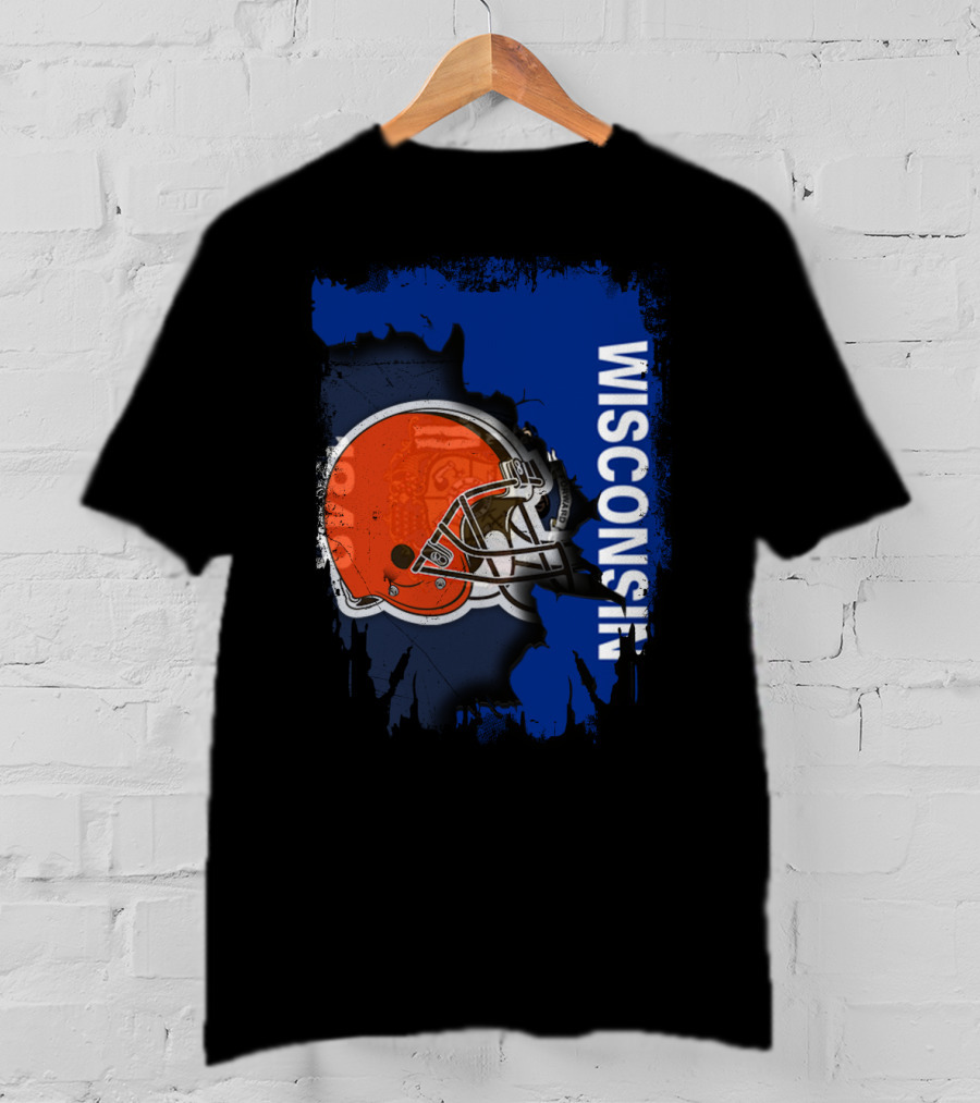Wisconsin Football Helmet Browns T-Shirt