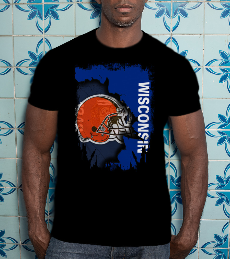 Wisconsin Football Helmet Browns T-Shirt