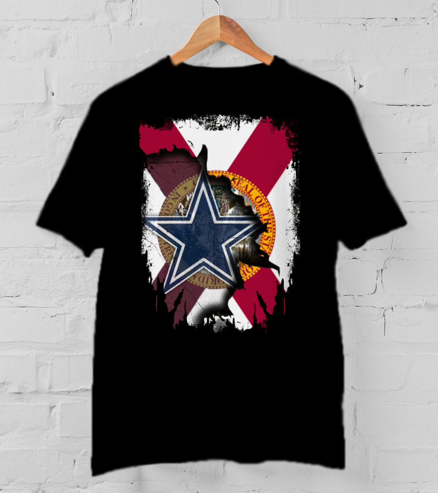 Florida State Seal And Lone Star Dallas Cowboys Fusion T-Shirt