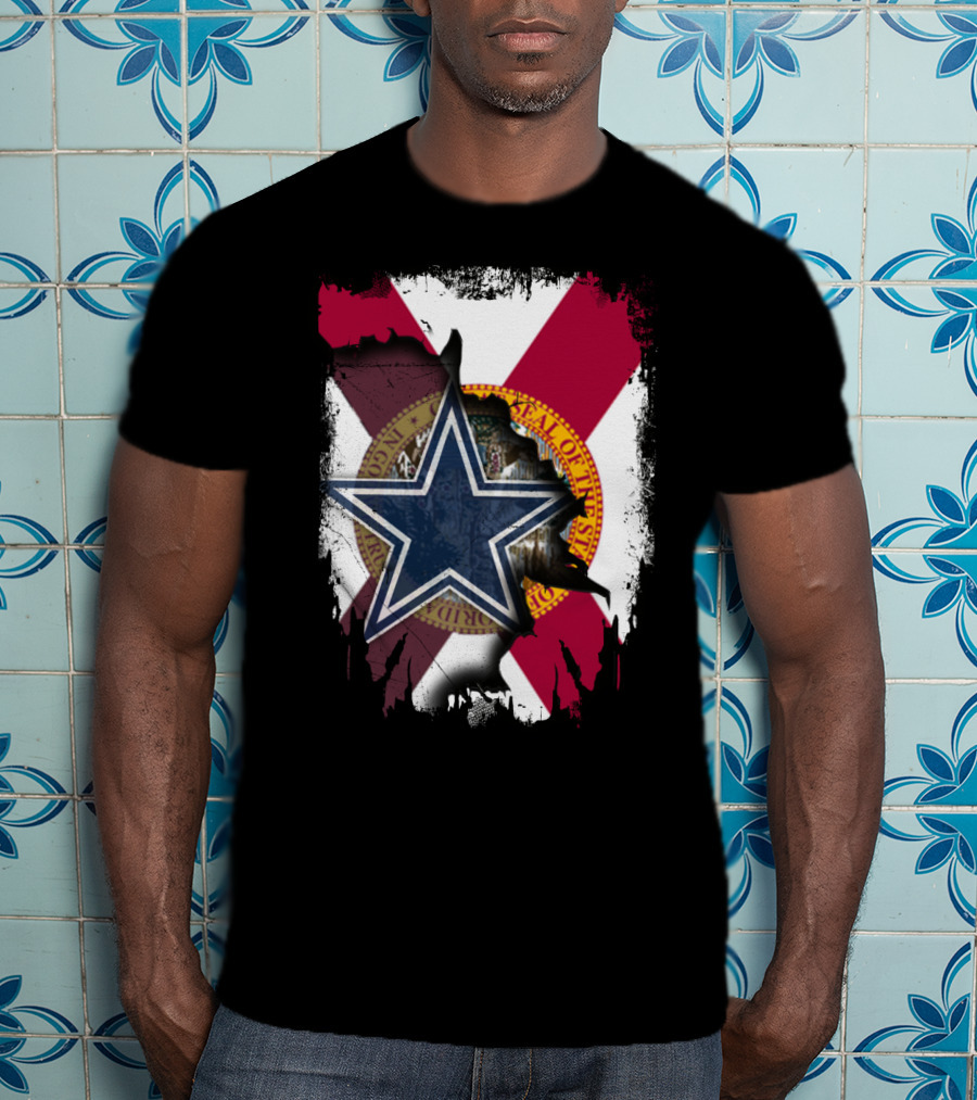 Florida State Seal And Lone Star Dallas Cowboys Fusion T-Shirt