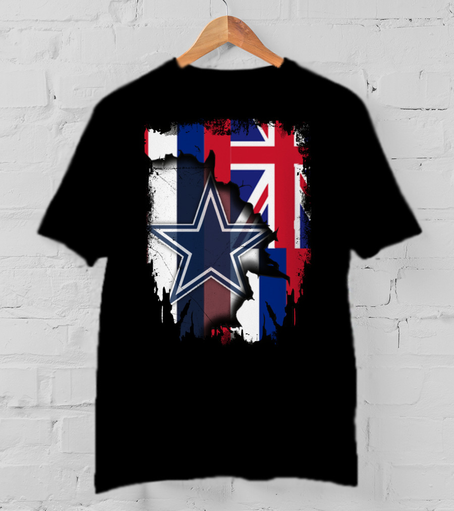 Hawaii Together With Dallas Cowboys Star And Hawaiian Flag Fusion T-Shirt