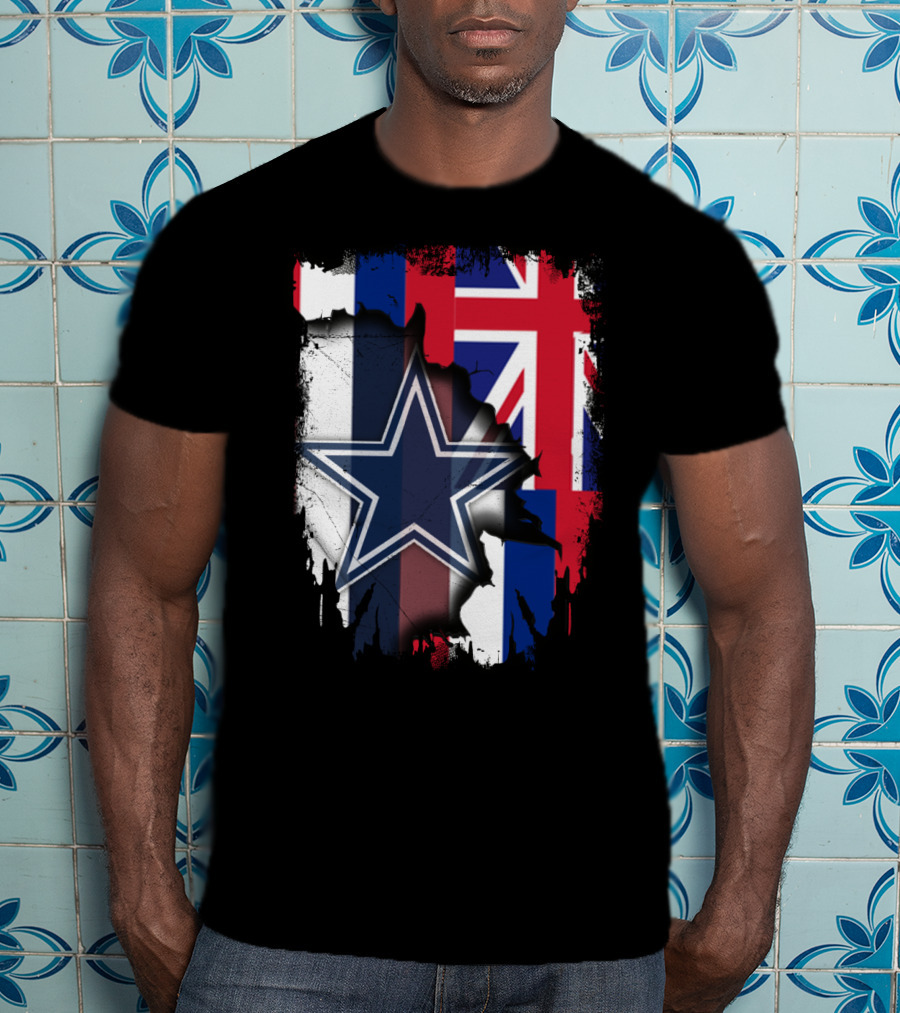 Hawaii Together With Dallas Cowboys Star And Hawaiian Flag Fusion T-Shirt