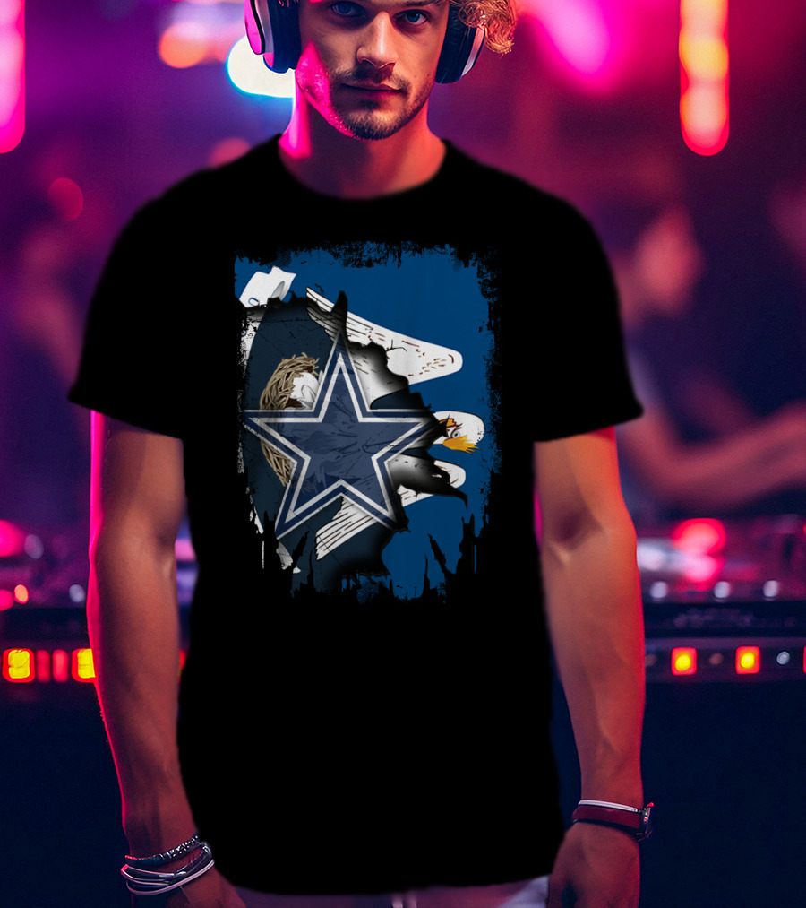 Dallas Cowboys Star With Eagle And Louisiana Connection T-Shirt