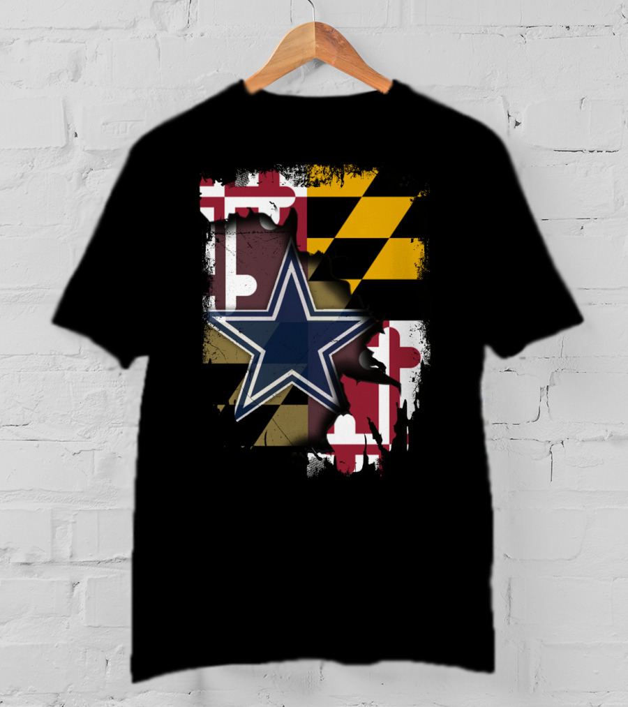 Maryland Flag And Dallas Cowboys Star Together T-Shirt