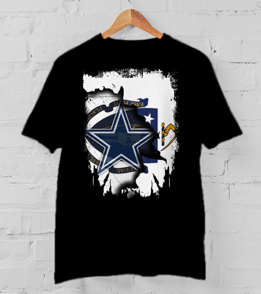 Massachusetts Meets Cowboys Star Symbol Fusion T-Shirt
