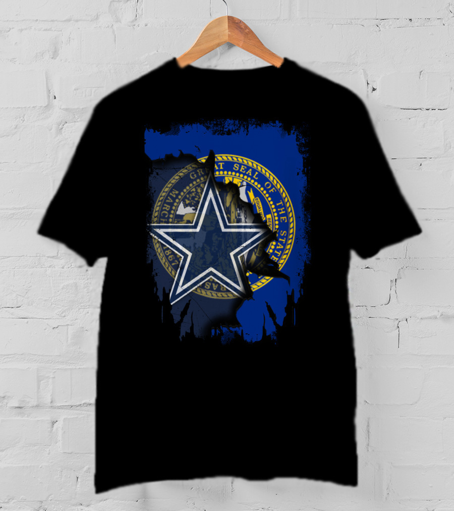 Nebraska State Seal With Dallas Cowboys Star Logo Integration T-Shirt