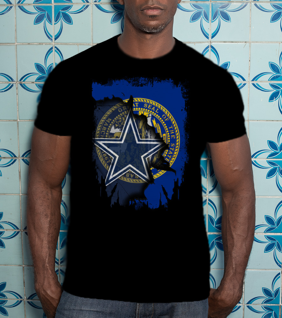 Nebraska State Seal With Dallas Cowboys Star Logo Integration T-Shirt