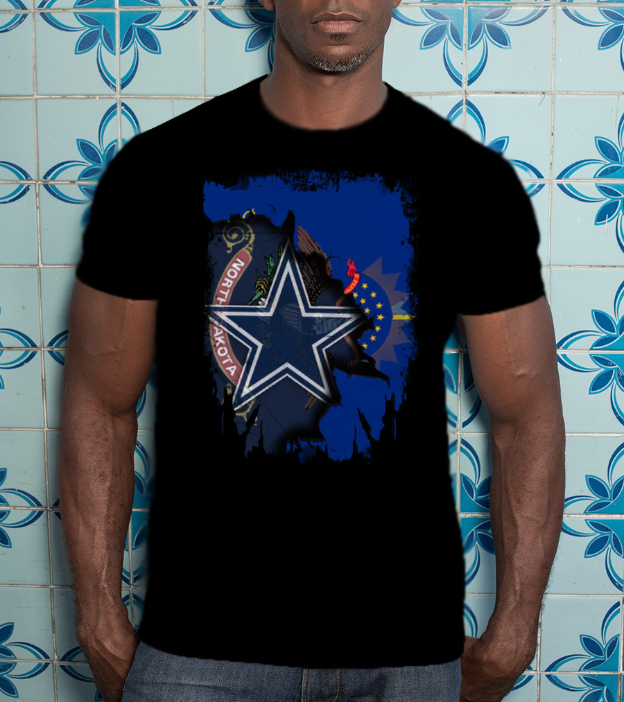 North Dakota Emblem With Dallas Cowboys Star T-Shirt