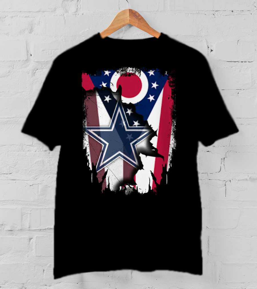 Ohio Pride With Dallas Cowboys Star In American Flag T-Shirt