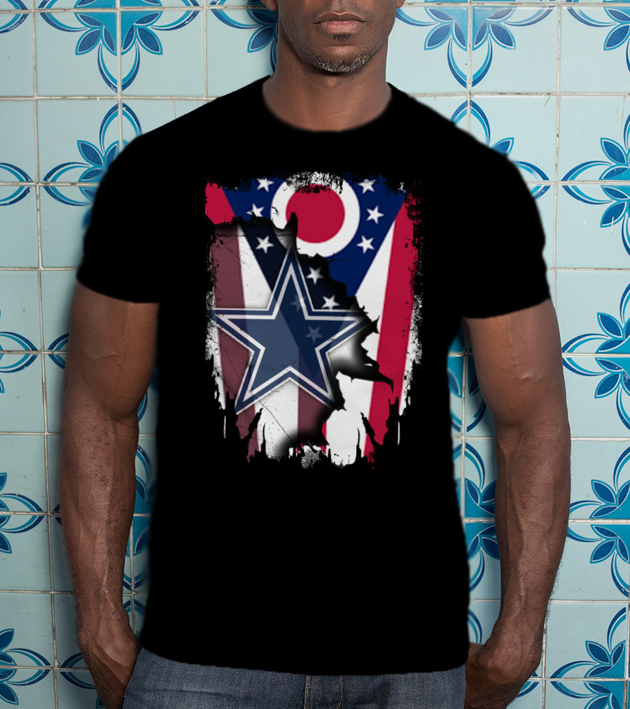 Ohio Pride With Dallas Cowboys Star In American Flag T-Shirt