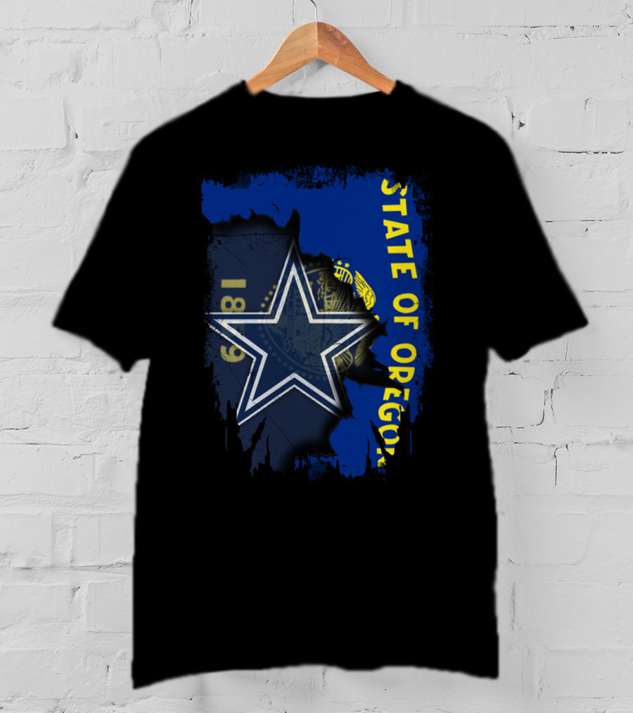 State Of Oregon With Dallas Cowboys Star T-Shirt