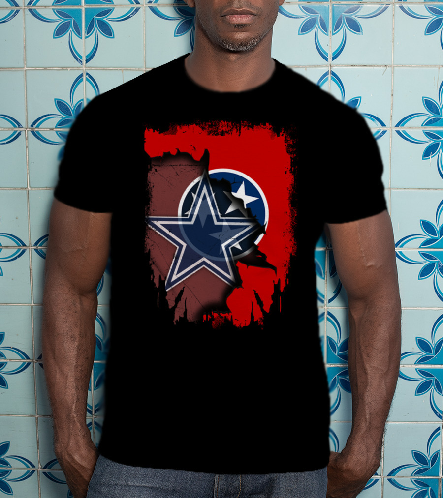 Tennessee Cowboys Star With Tri-Star Flag Fusion T-Shirt