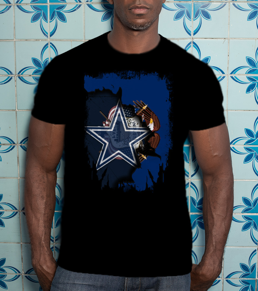 Dallas Cowboys Star Within Utah State Silhouette With Joined Themes T-Shirt