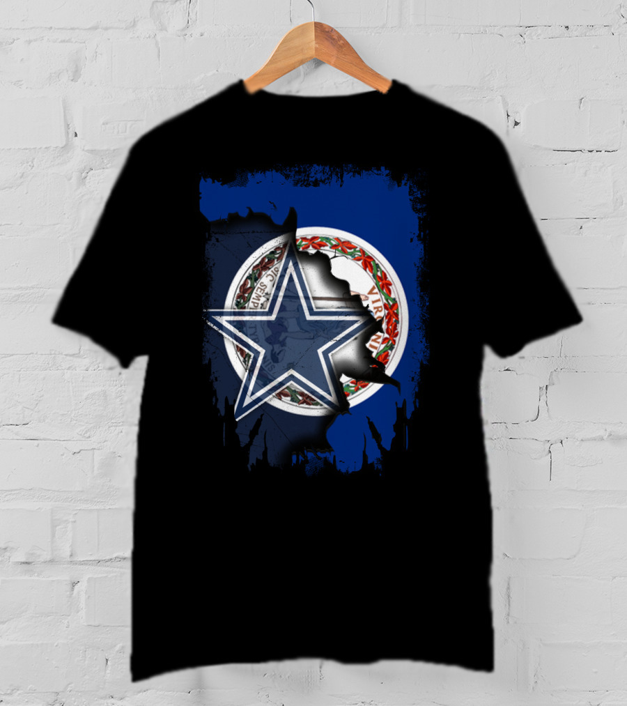 Virginia State Seal With Dallas Cowboys Star Overlay T-Shirt