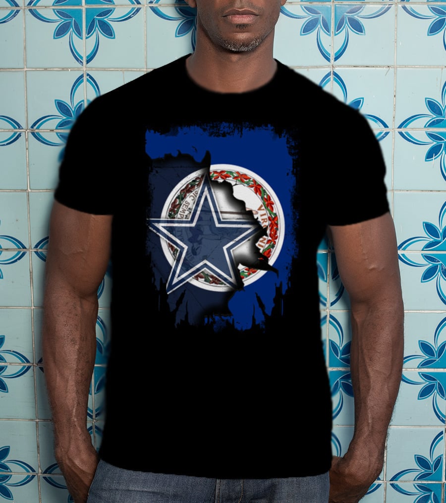 Virginia State Seal With Dallas Cowboys Star Overlay T-Shirt