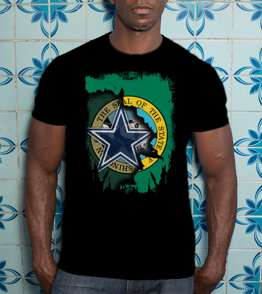 Washington State Seal With Dallas Cowboys Star T-Shirt