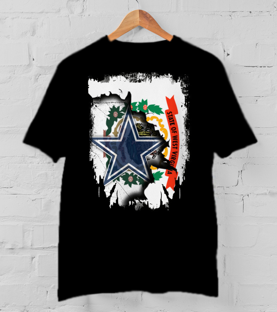 State Of West Virginia And Dallas Cowboys Star Fusion T-Shirt