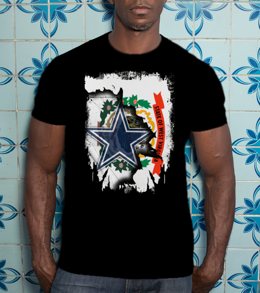 State Of West Virginia And Dallas Cowboys Star Fusion T-Shirt