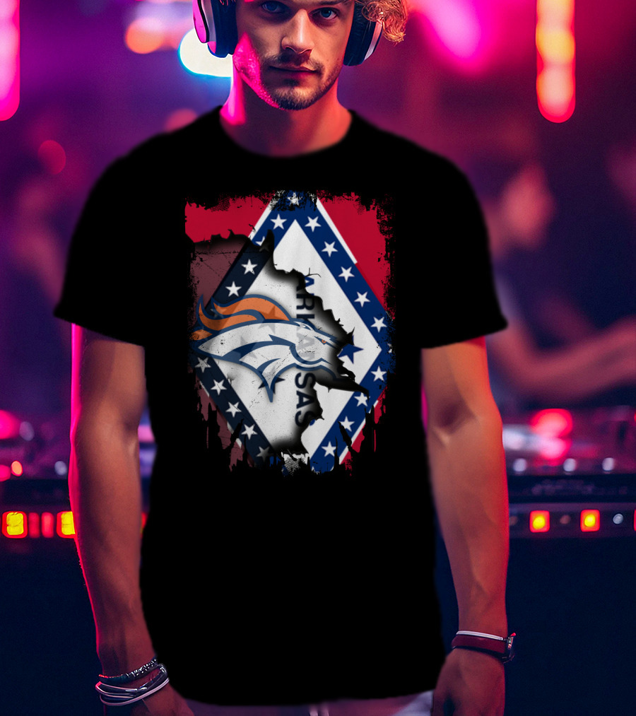 Together Arkansas Broncos Emblem With State Flag Elements T-Shirt