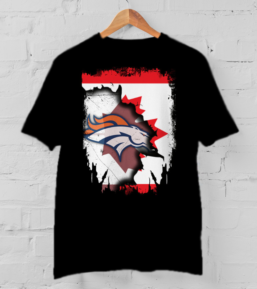 Together Canada Broncos Maple Leaf Flag NFL T-Shirt