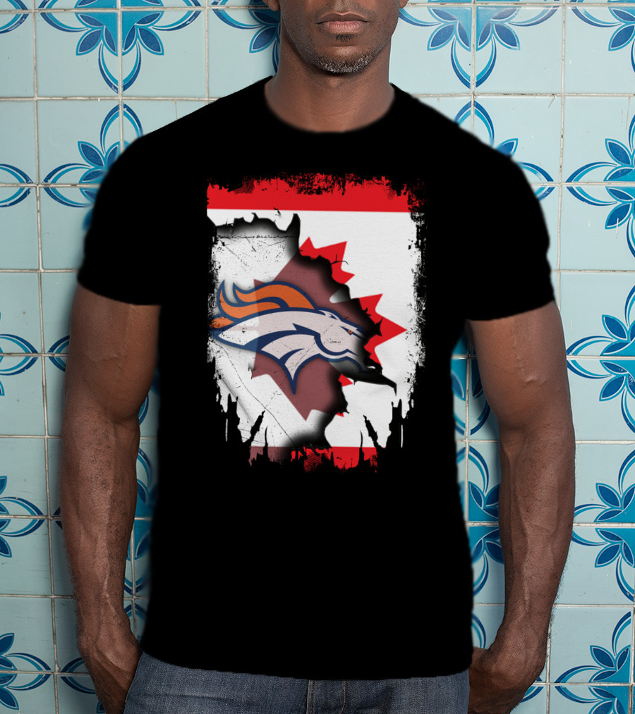Together Canada Broncos Maple Leaf Flag NFL T-Shirt