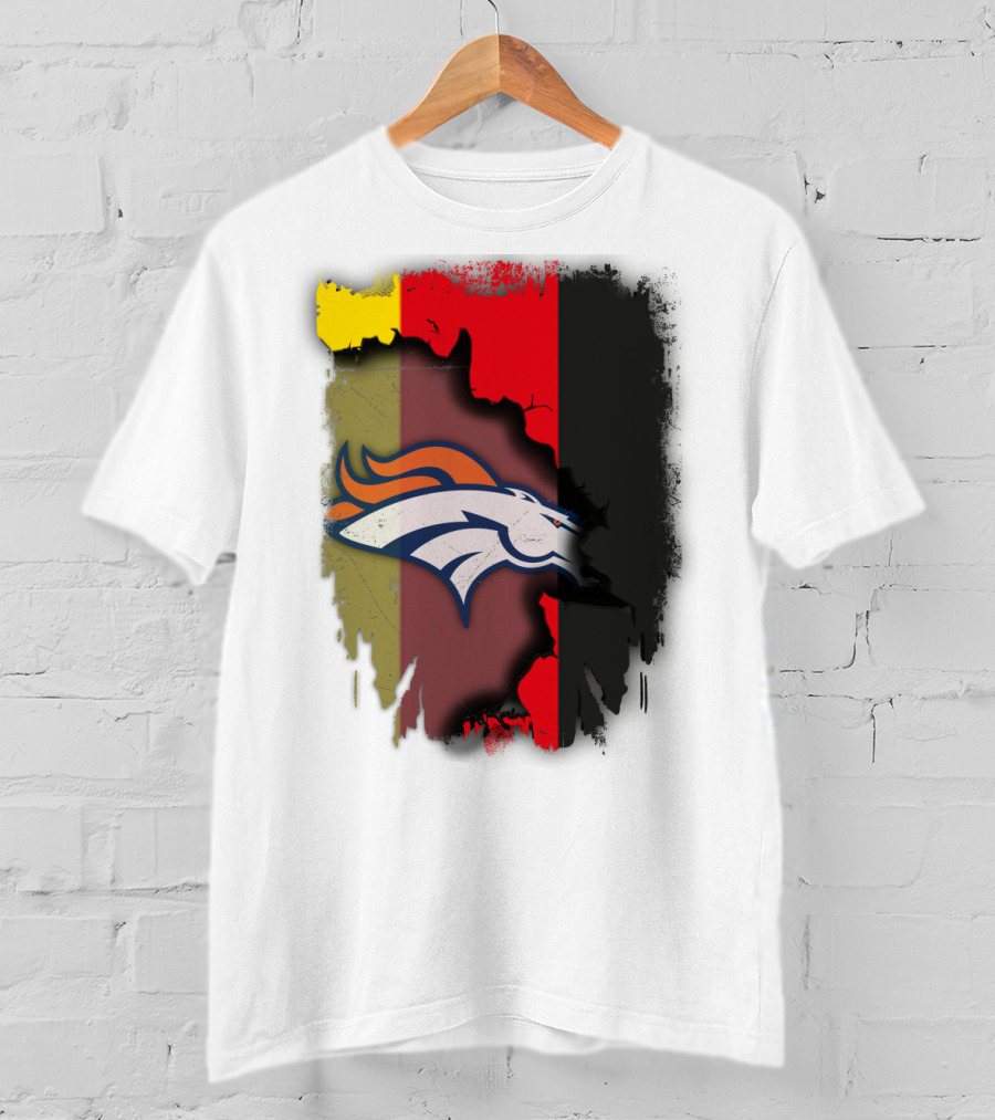 Germany Flag With Broncos Logo Together T-Shirt