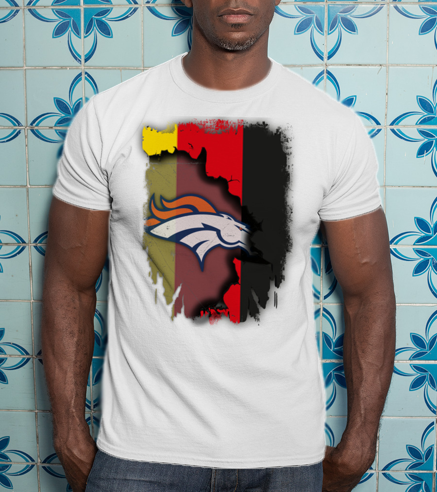 Germany Flag With Broncos Logo Together T-Shirt