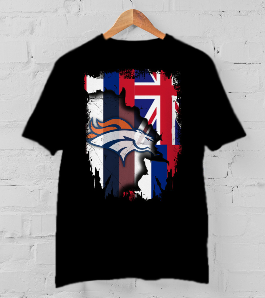 Together Hawaii Flag With Broncos Logo Fusion T-Shirt