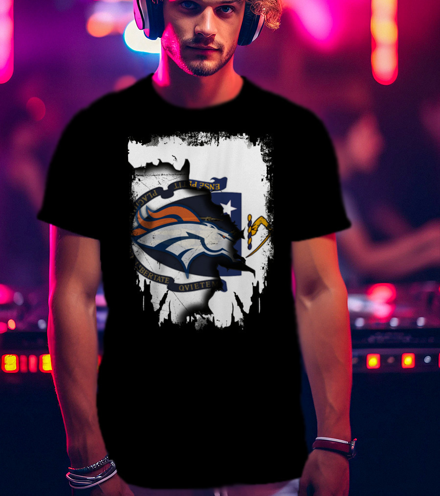 Together Massachusetts With Denver Broncos Logo And Massachusetts State Seal T-Shirt