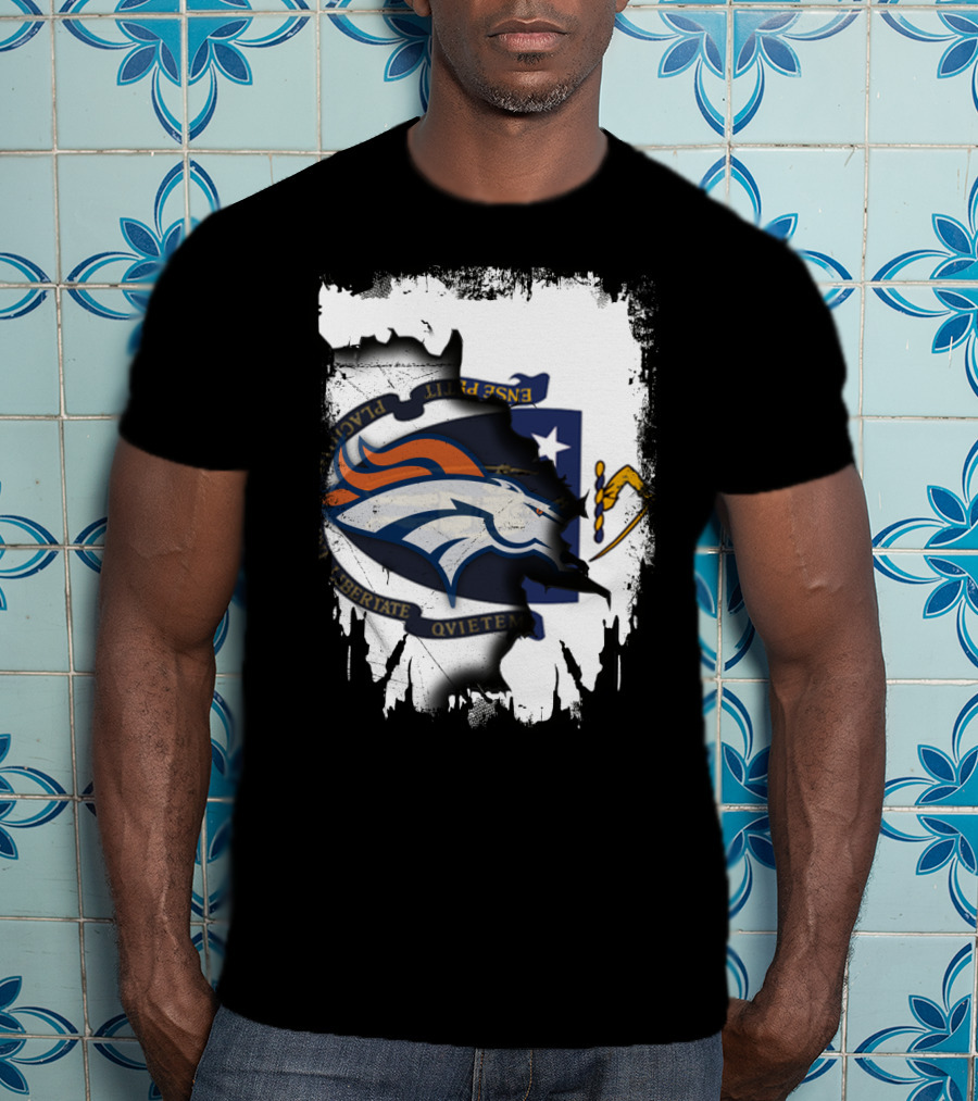 Together Massachusetts With Denver Broncos Logo And Massachusetts State Seal T-Shirt