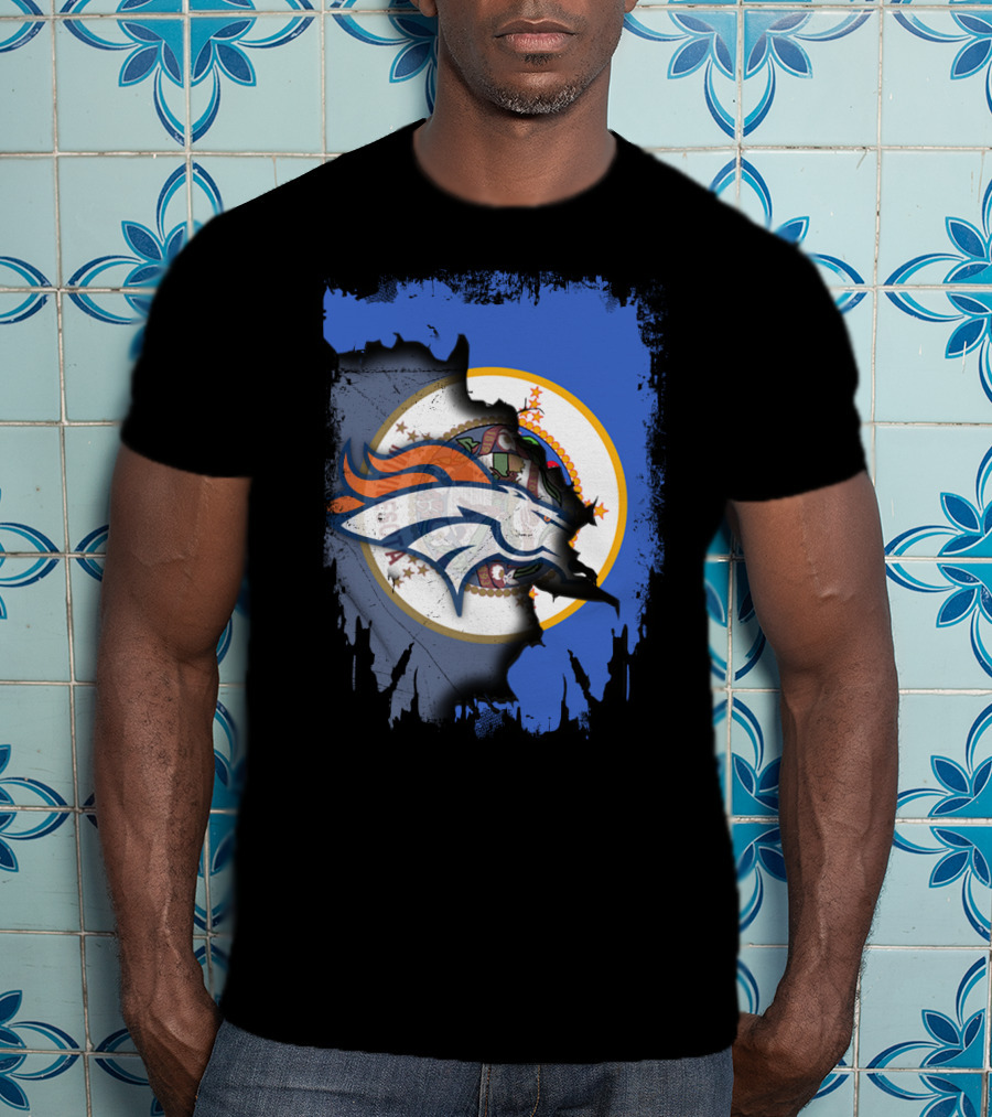 Minnesota State With Broncos Logo Fusion T-Shirt